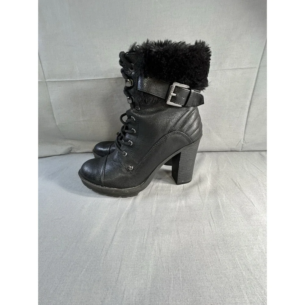 G by Guess Faux Fur‎ Trim Black Boots Women's 7M